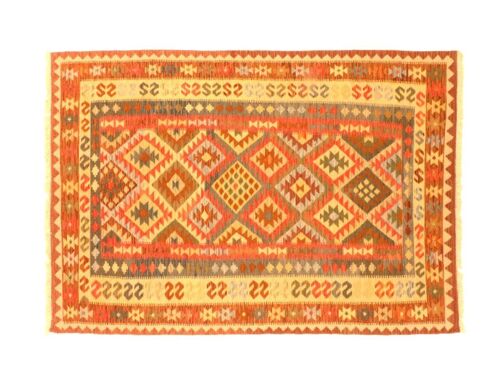 Afghan Maimana Kelim Bunt 254x158 Handgewebt Teppich 160x250 Grün Geometrisch Muster