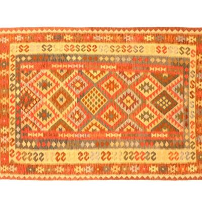 Afghan Maimana Kilim Colorato 254x158 Tappeto tessuto a mano 160x250 Motivo geometrico verde