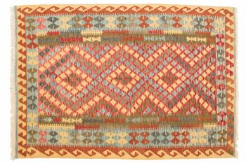 Afghan Maimana Kilim Coloré 218x160 Tapis tissé à la main 160x220 Beige Motif Géométrique 1