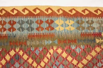 Afghan Maimana Kilim Coloré 218x160 Tapis tissé à la main 160x220 Beige Motif Géométrique 4