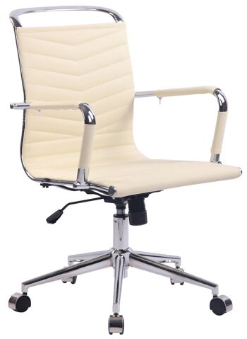 Chaise de bureau - Revêtement en similicuir - Crème , SKU1418 1