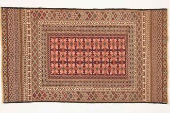Tapis tissé à la main Afghan Mushwani Kilim 196x111 110x200 motif géométrique multicolore 1