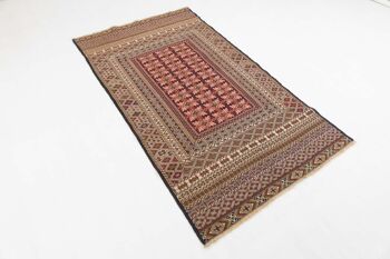 Tapis tissé à la main Afghan Mushwani Kilim 196x111 110x200 motif géométrique multicolore 3