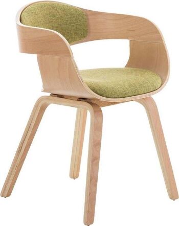Chaise de salle à manger - Tissu - Chaise visiteur - Naturel - Vert clair, SKU1452 1