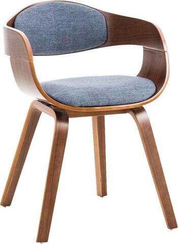 Chaise de salle à manger - Tissu - Chaise visiteur - Noyer - Bleu , SKU1463 3