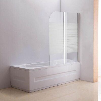 Douchewand - 133x55cm - Mat glas gestreept , SKU1482