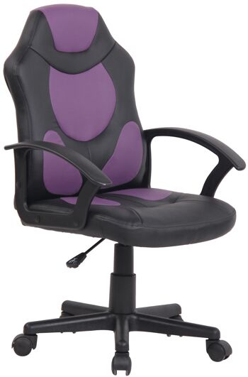 Chaise de bureau pour enfants - Chaise pour enfants - Cuir artificiel - Violet/Noir , SKU1491 1