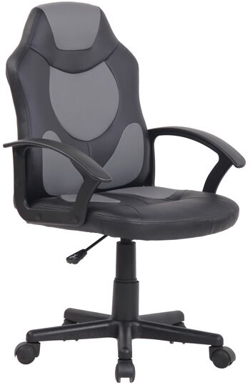 Chaise de bureau pour enfants - Chaise pour enfants - Cuir artificiel - Gris / Noir , SKU1492 1