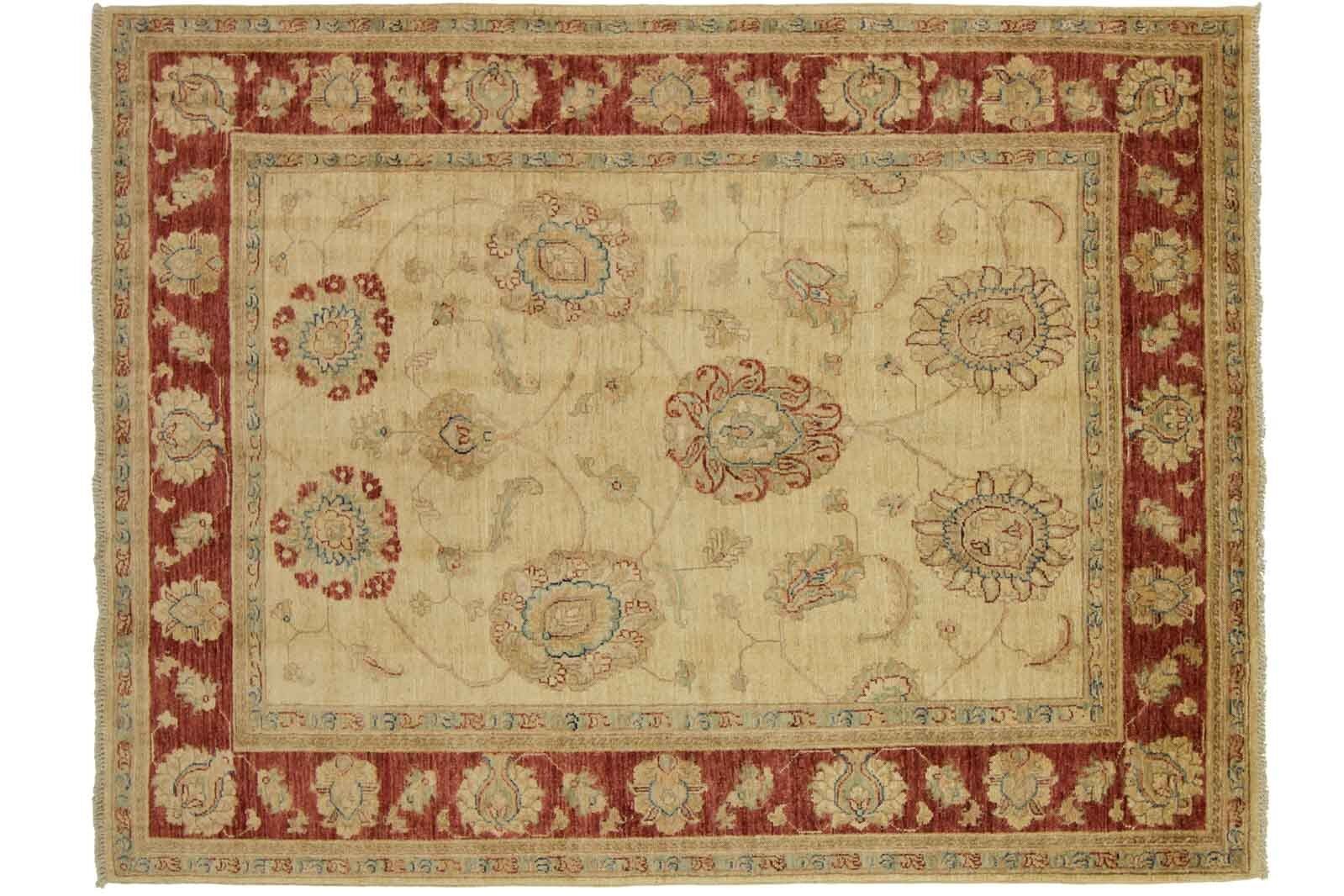 Afghan Chobi Ziegler 210x140 tappeto annodato a mano 140x210 fantasia fiori rossi pelo corto