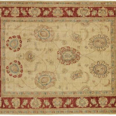 Afghan Chobi Ziegler 210x140 Handgeknüpft Teppich 140x210 Rot Blumenmuster Kurzflor