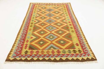 Afghan Maimana Kilim Colorful 243x150 Tapis tissé à la main 150x240 Beige Motif Géométrique 2