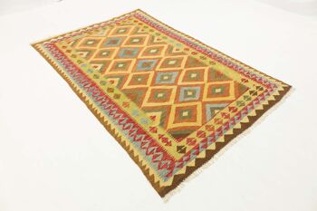 Afghan Maimana Kilim Colorful 243x150 Tapis tissé à la main 150x240 Beige Motif Géométrique 3