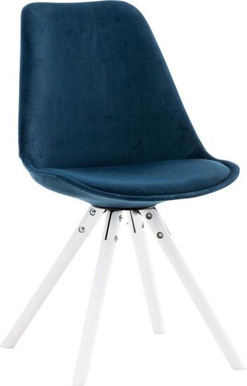 Chaise de salle à manger - Chaise ronde - Blanc / Bleu - Velours , SKU1574 1