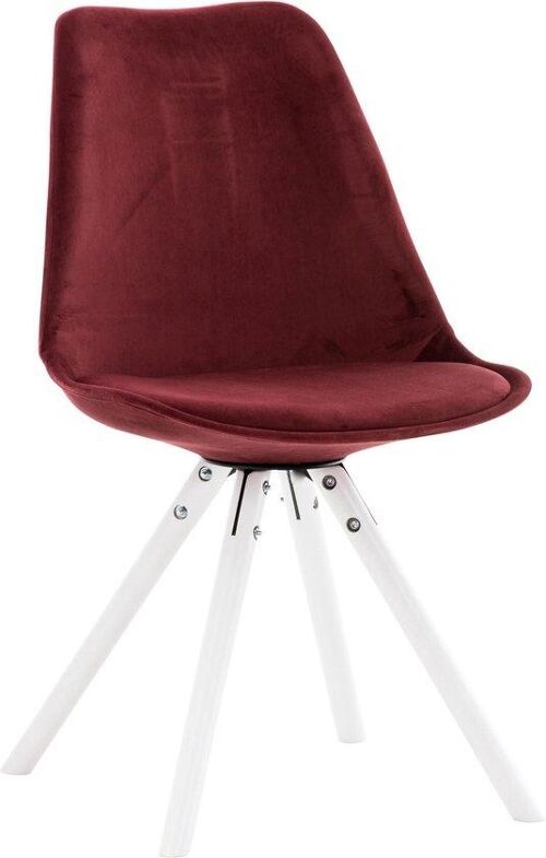 Eetkamerstoel - Ronde stoel - Fluweel - Rood - Witte poten , SKU1579