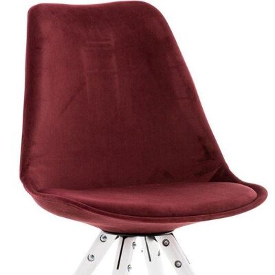 Eetkamerstoel - Ronde stoel - Fluweel - Rood - Witte poten , SKU1579