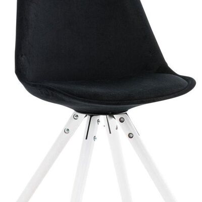 Eetkamerstoel - Zwart - Fluweel - Ronde stoel - Witte poten , SKU1580