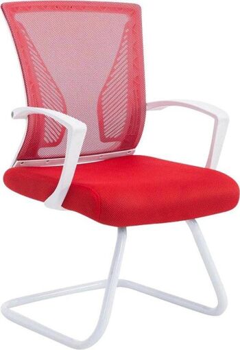 Chaise visiteur - Confortable - Moderne - Rouge - Cadre Blanc , SKU1581 1