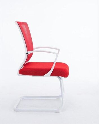 Chaise visiteur - Confortable - Moderne - Rouge - Cadre Blanc , SKU1581 2