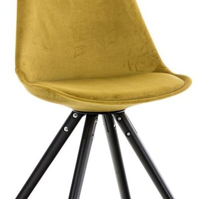 Eetkamerstoel - Fluweel - Ronde stoel - Geel - Zwarte poten , SKU1585