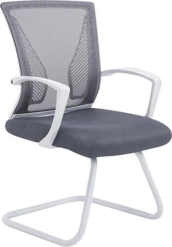 Chaise visiteur - Confortable - Moderne - Gris - Cadre Blanc, SKU1587 2