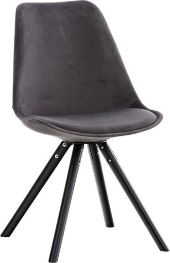 Chaise de salle à manger - Chaise ronde - Velours - Pieds noirs - Gris , SKU1588 1