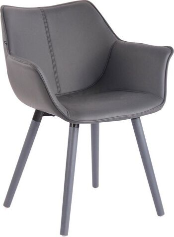 Chaise de salle à manger - Cuir artificiel - Gris - Stable - Design moderne, SKU1591
