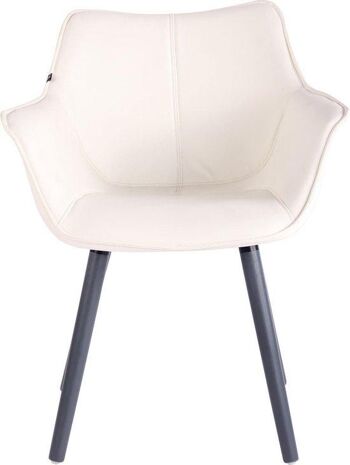 Chaise de salle à manger - Cuir artificiel - Pieds gris - Blanc , SKU1594
