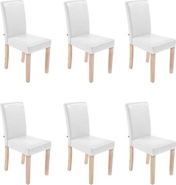 Chaises de salle à manger - Lot de 6 - Similicuir - Blanc , SKU1610