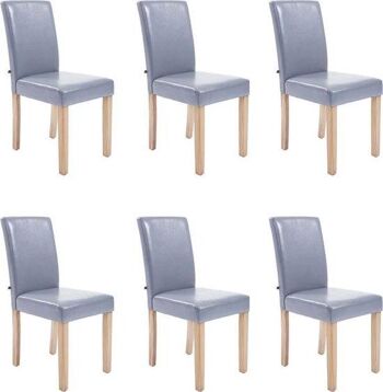 Chaises de salle à manger - Lot de 6 - Cuir artificiel - Gris , SKU1611