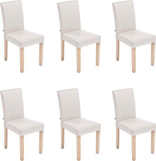 Eetkamerstoelen - Set van 6 - Kunstleer - Crème , SKU1612