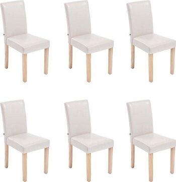 Chaises de salle à manger - Lot de 6 - Cuir artificiel - Crème , SKU1612