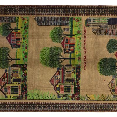 Afghan Belutsch Landschaft Signatur Meister 290x201 Handgeknüpft Teppich 200x290 Beige