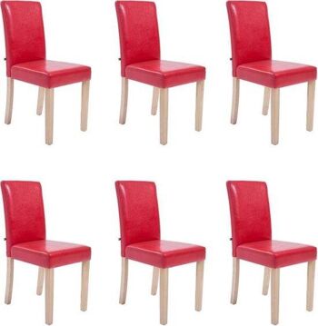 Chaises de salle à manger - Lot de 6 - Similicuir - Rouge, SKU1613