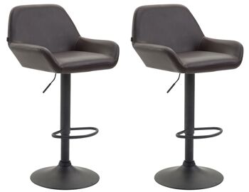 Tabouret de bar lot de 2 - Cuir artificiel - Accoudoir - Dossier - Marron , SKU1618 1