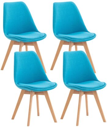 Chaise de salle à manger - Dossier - En tissu - Bois - Turquoise , SKU1624 2