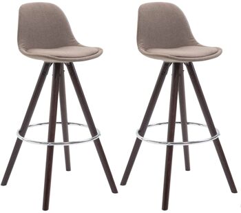 Ensemble de 2 tabourets de bar - Plastique - Dossier - Repose-pieds - Bleu - Taupe, SKU1634 1