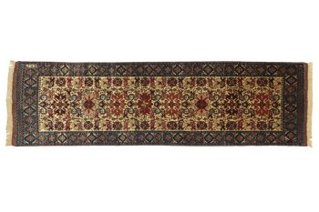 Tapis Afghan Mauri Kabul 272x80 noué main 80x270 tapis de passage géométrique rouge à poils courts 1