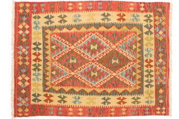 Afghan Maimana Kilim coloré 204x152 tapis tissé à la main 150x200 motif géométrique rouge 1