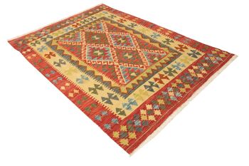 Afghan Maimana Kilim coloré 204x152 tapis tissé à la main 150x200 motif géométrique rouge 2