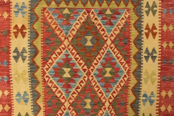 Afghan Maimana Kilim coloré 204x152 tapis tissé à la main 150x200 motif géométrique rouge 3
