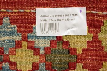 Afghan Maimana Kilim coloré 204x152 tapis tissé à la main 150x200 motif géométrique rouge 5