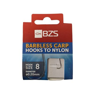 BZS Barbless Carp Hooks To Nylon - Available In Sizes 8, 10, 12, 14 - 8