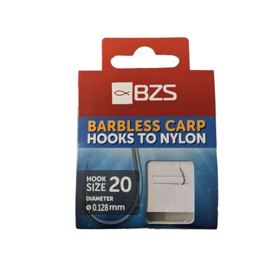 BZS Barbless Carp Hooks To Nylon - Available In Sizes 8, 10, 12, 14 - 20