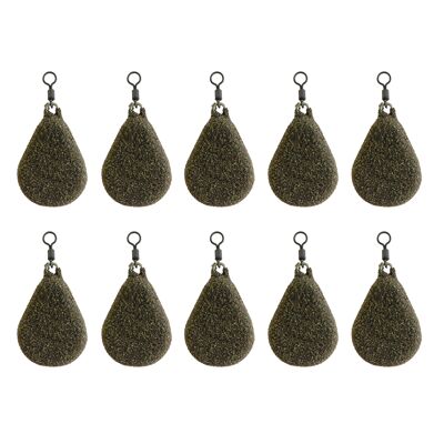 BZS Carp fishing Weights Flat Pear with Swivel Available in Smooth and Textured Finish - 2.5oz- 70.87g - Textured
