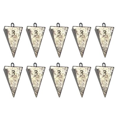 BZS SEA Pyramid Lead Fishing Weights Pack of 10 - 3oz - 85.04g