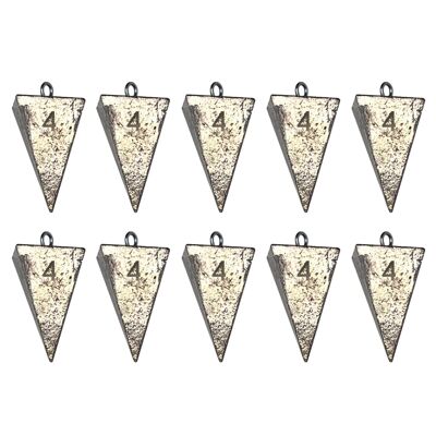 BZS SEA Pyramid Lead Fishing Weights Pack of 10 - 4oz - 113.39g