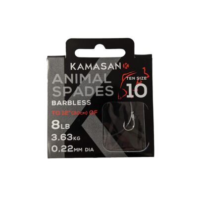 Kamasan Animal Spades Barbless Hooks To Nylon - Available In Size 10, 18 - 10