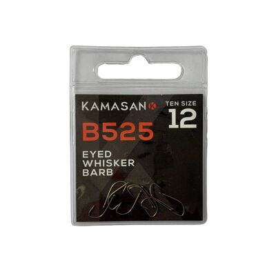 Kamasan B525 Eyed Whisker Barb Hooks - Available in all sizes - 12