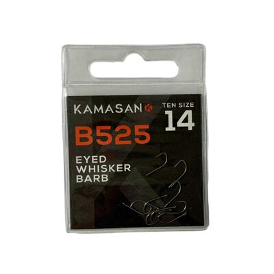 Kamasan B525 Eyed Whisker Barb Hooks - Available in all sizes - 14