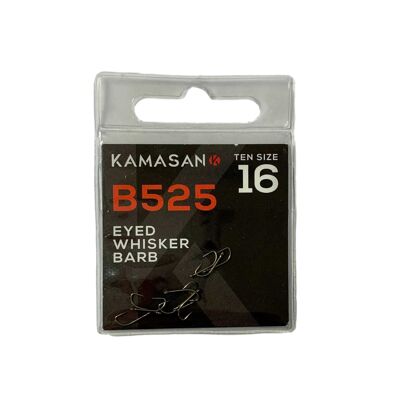 Kamasan B525 Eyed Whisker Barb Hooks - Available in all sizes - 16
